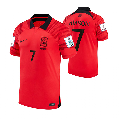Camisa de Futebol Coreia do Sul Son Heung-min #7 Equipamento Principal Mundo 2022 Manga Curta